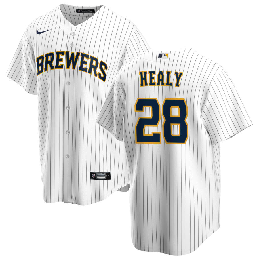 Nike Men #28 Ryon Healy Milwaukee Brewers Baseball Jerseys Sale-White